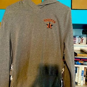 Houston Astros Girls LGR Long Sleeve Hooded sweatshirt. Stitched logo. PINK